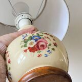 VINTAGE Ceramic Lamp with Wooden Base