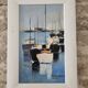 Oil on Canvas Painting Marine Landscape Sailboats at Anchor Signed Morales