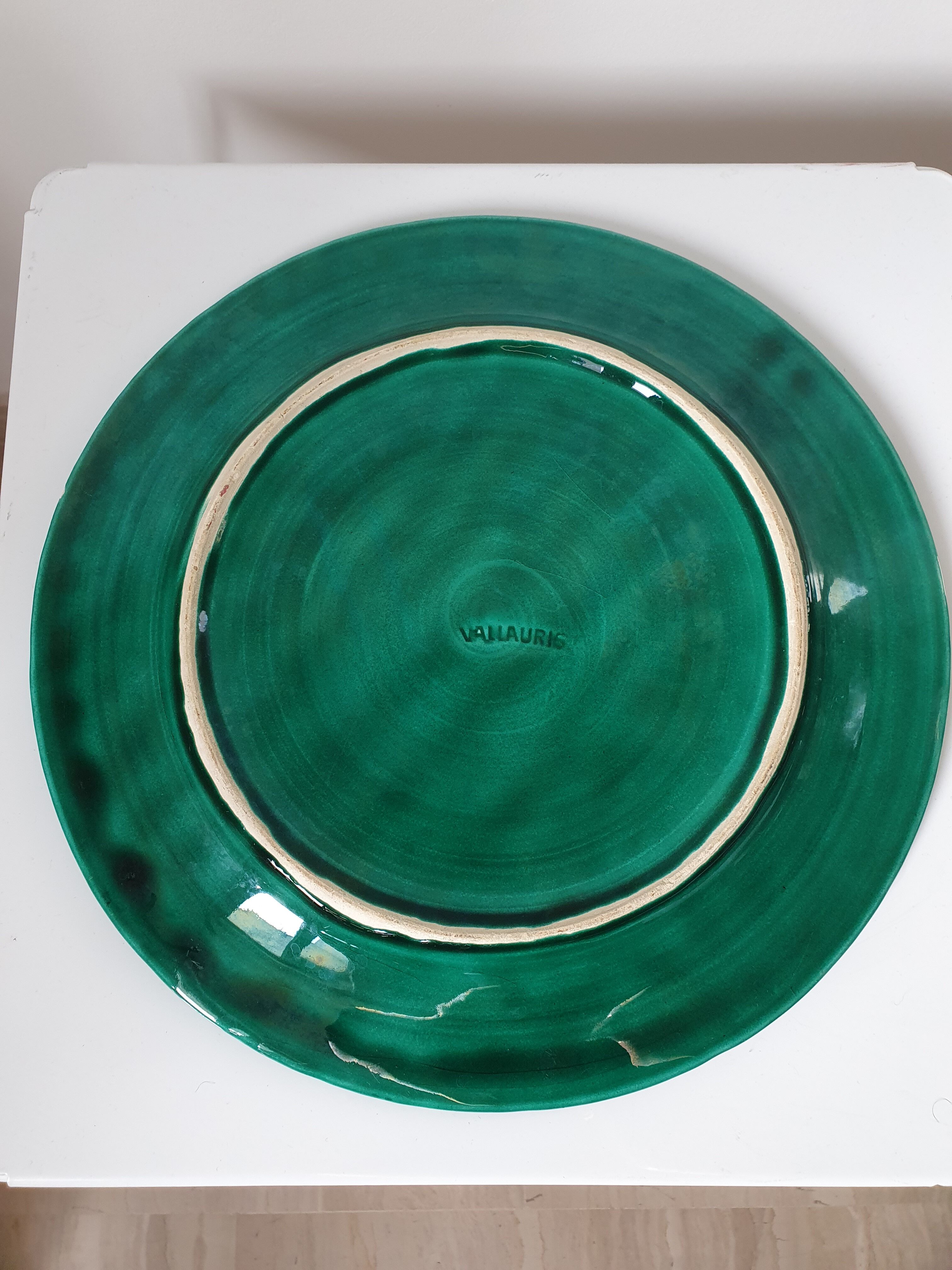 Vallauris ceramic green dish