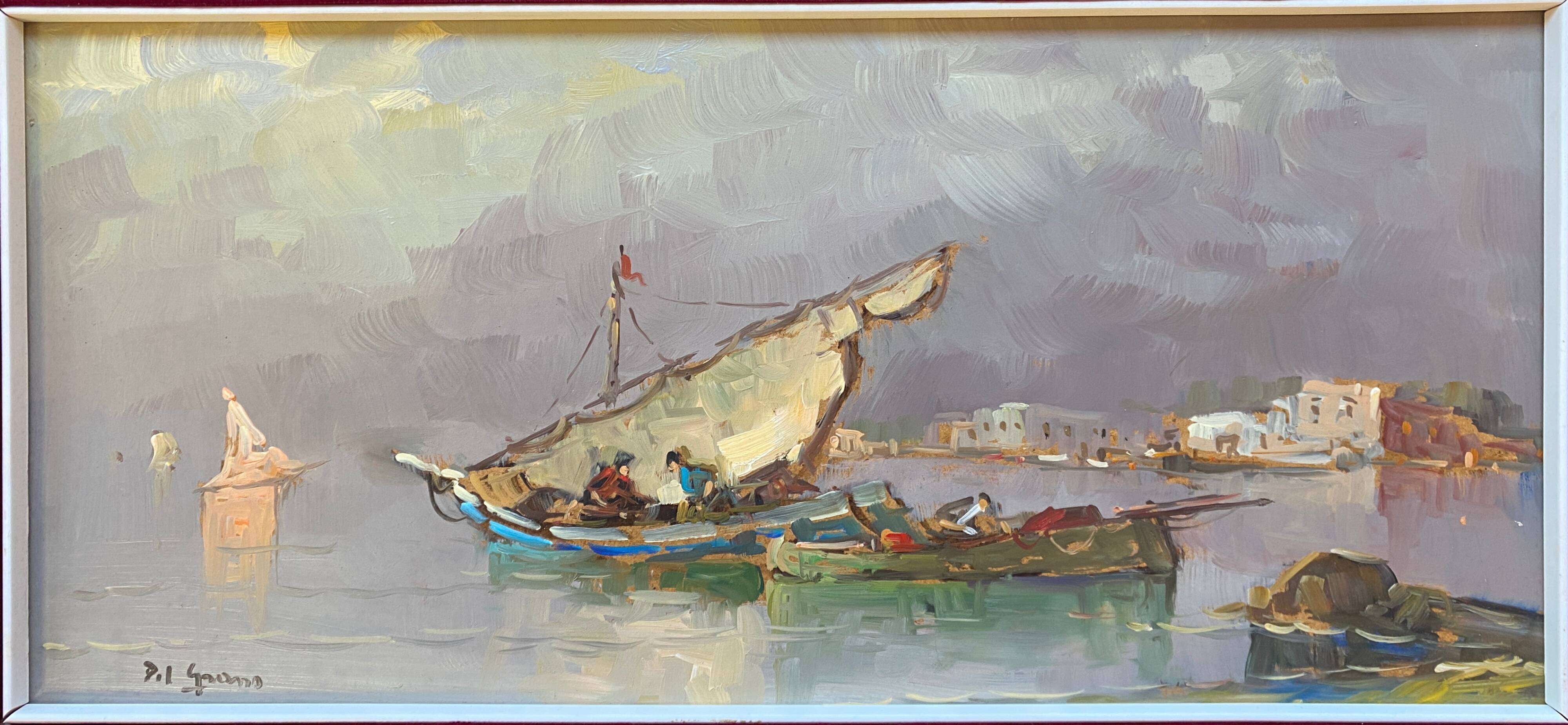 Counterpart of paintings "Sailing boats Felouks Gondolas" signed Orientalists
