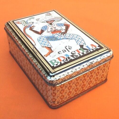 Old metal box Lithographed Café Brasilia (200x130x75)