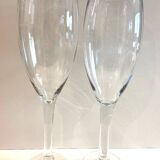 Duo of Large Tealight Holders Vases Candle Holders on Stand Blown Crystal Glass Deco