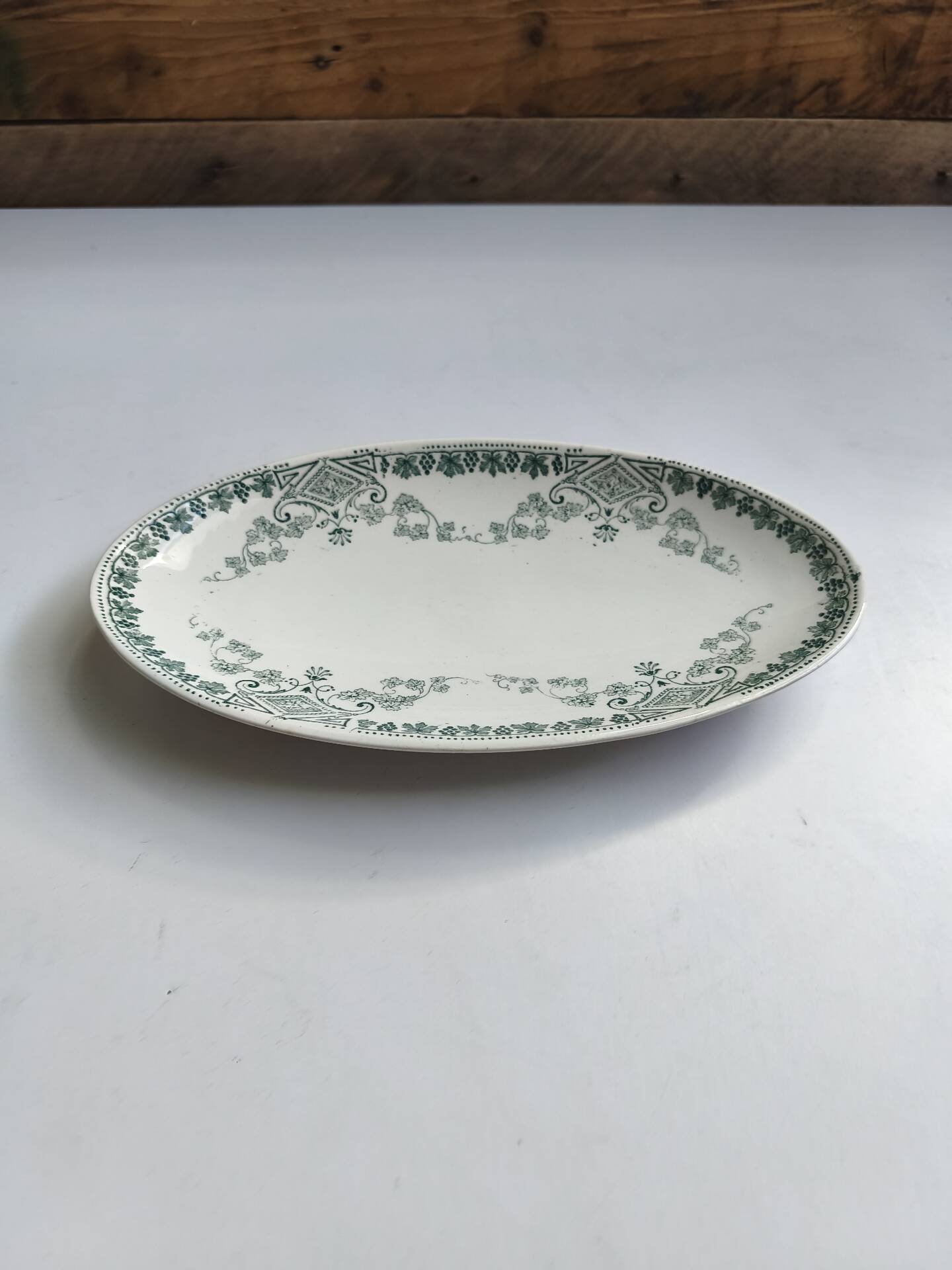 Ravier KG Lunéville Caumartin blanc et décor bleu vert