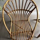 Vintage rattan shell armchairs