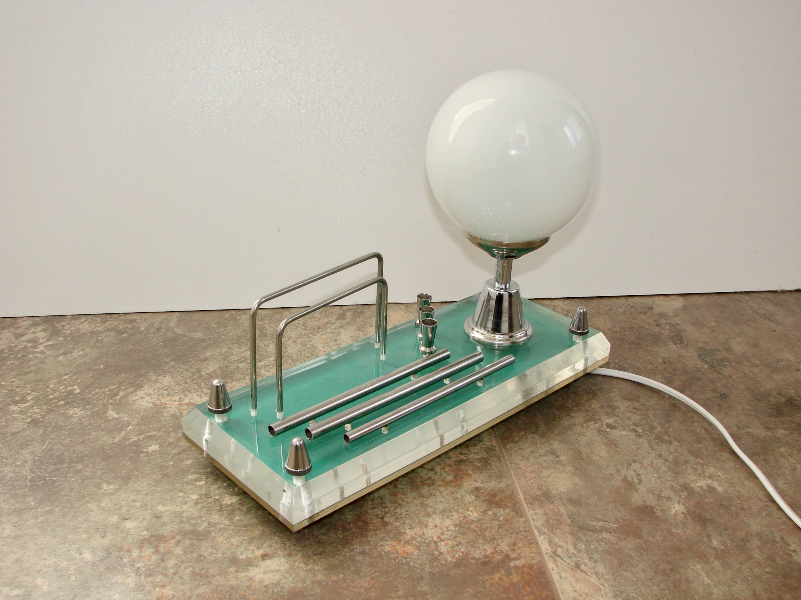 1970s lamp with storage compartment | Acrylic, metal, glass | E14 | Vintage