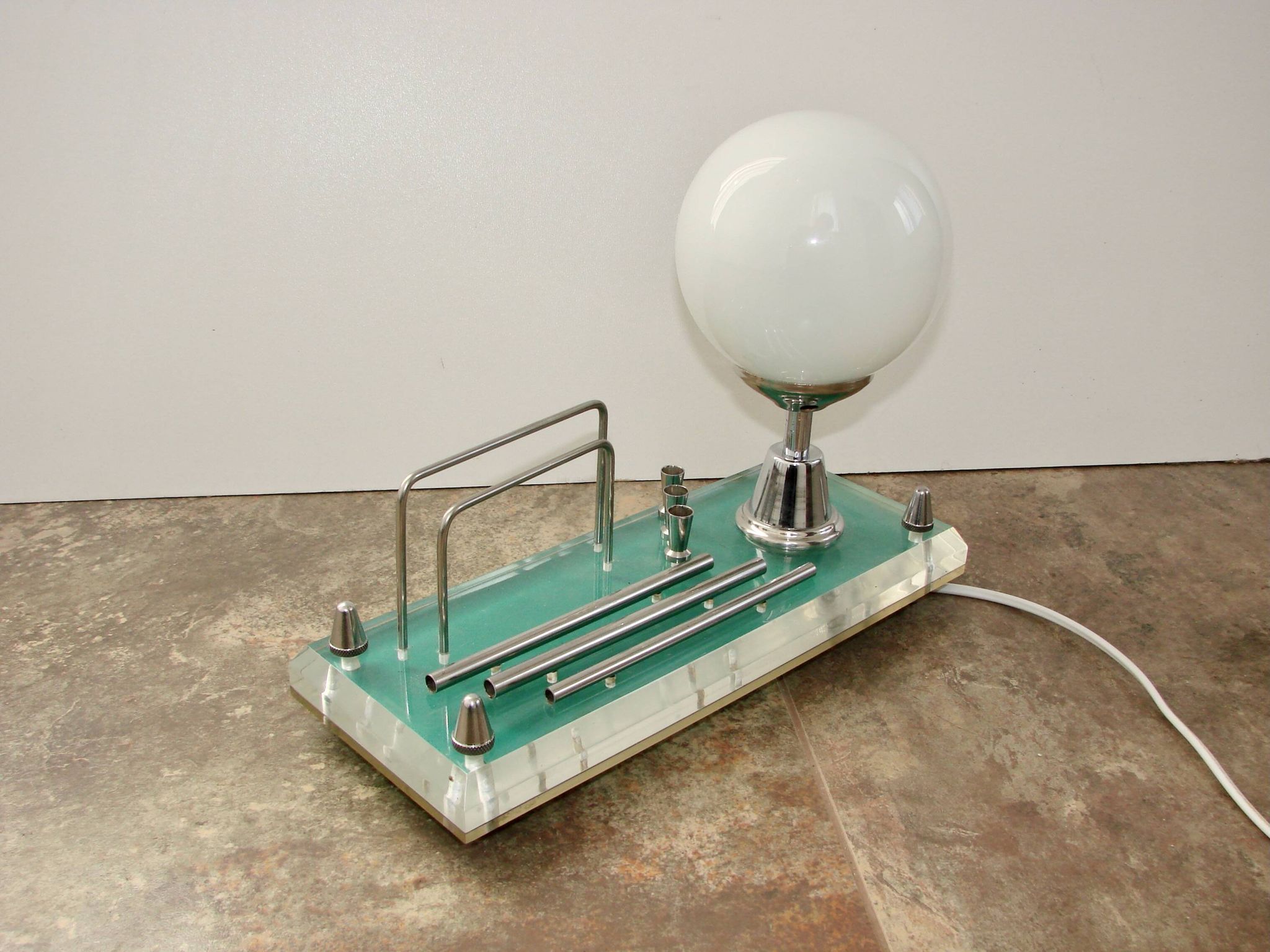 1970s lamp with storage compartment | Acrylic, metal, glass | E14 | Vintage
