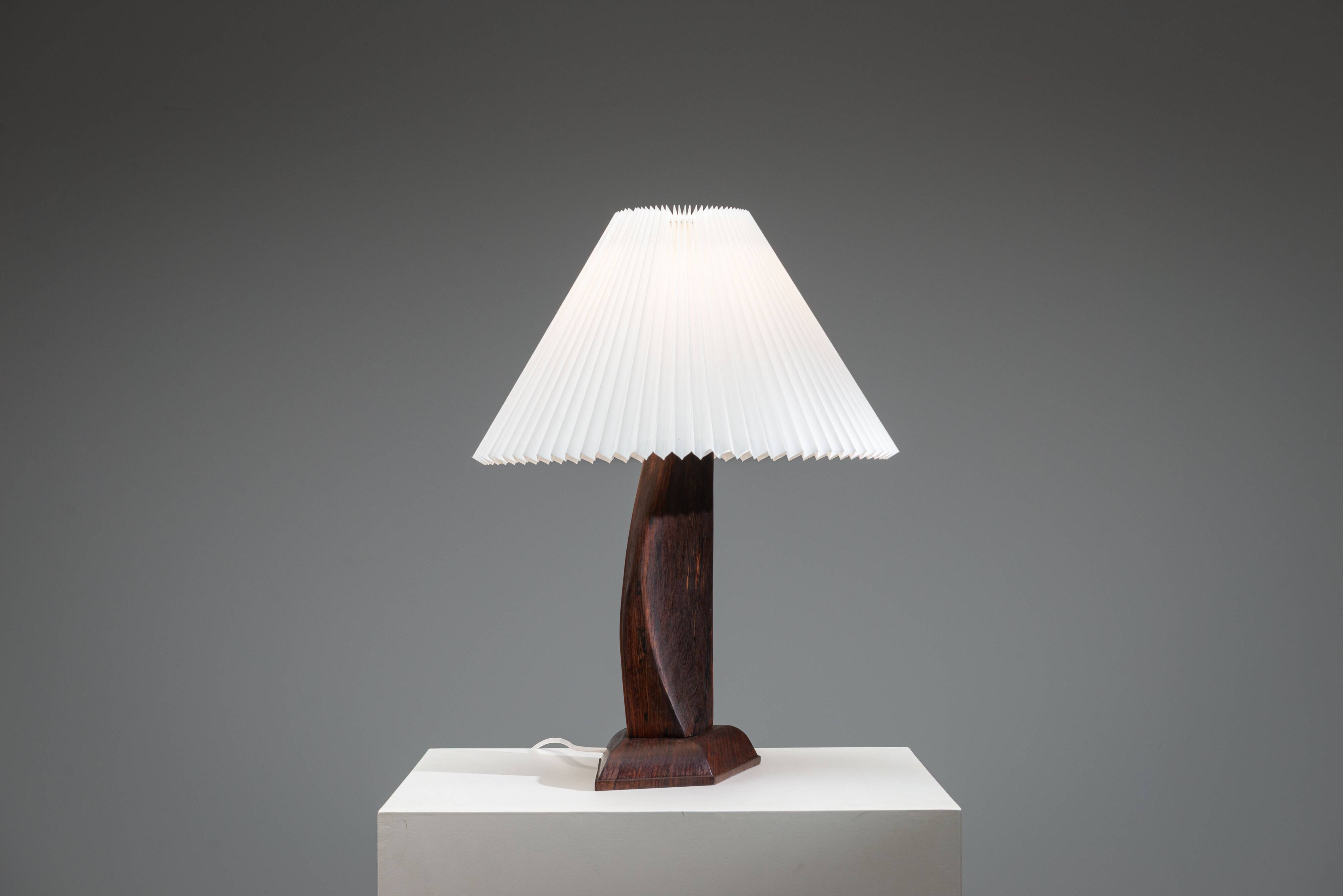 Large mid-century solid rosewood table lamp