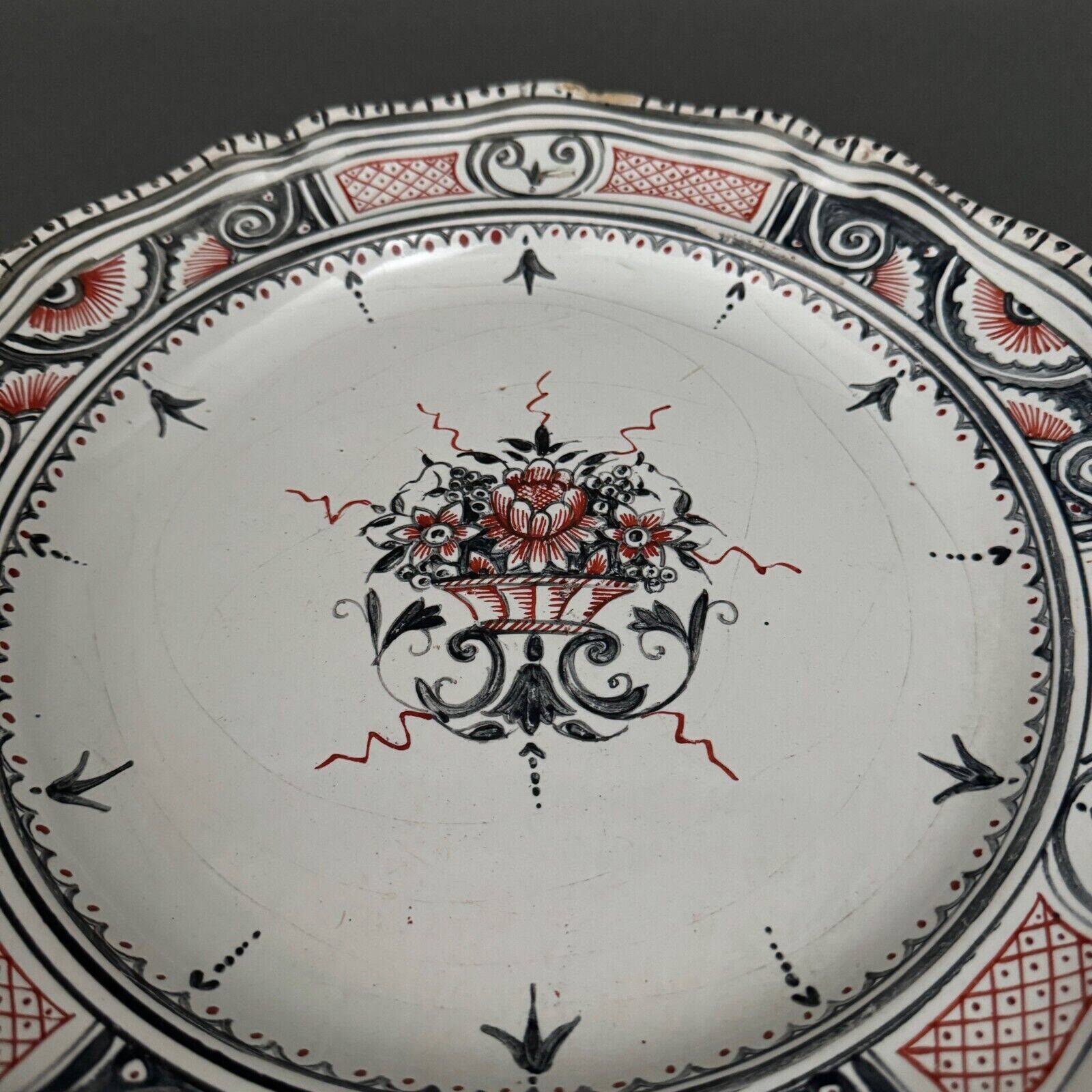 Large Rouen dish, 19th century, floral decoration