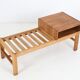 Minimalist mid-century phone / reading bench, oak, Danish modern design, 1960s / 1970s
