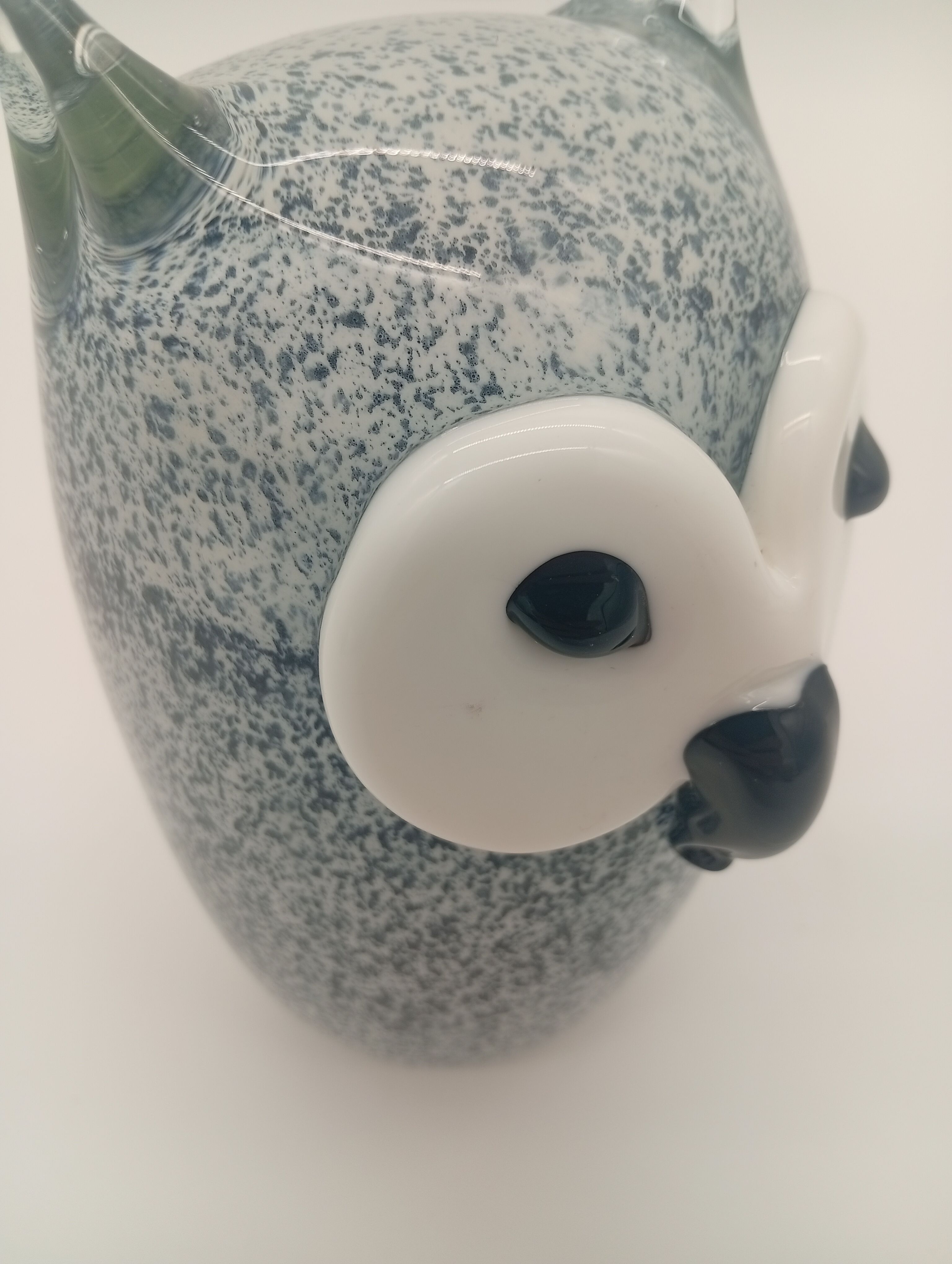Vintage Scandinavian Glass Owl Statuette Denmark Sulphur 70s 80s