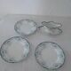 4 Pieces Saint Amand 3 flat plates - saucière décor blue green model Suzanne faience ancient
