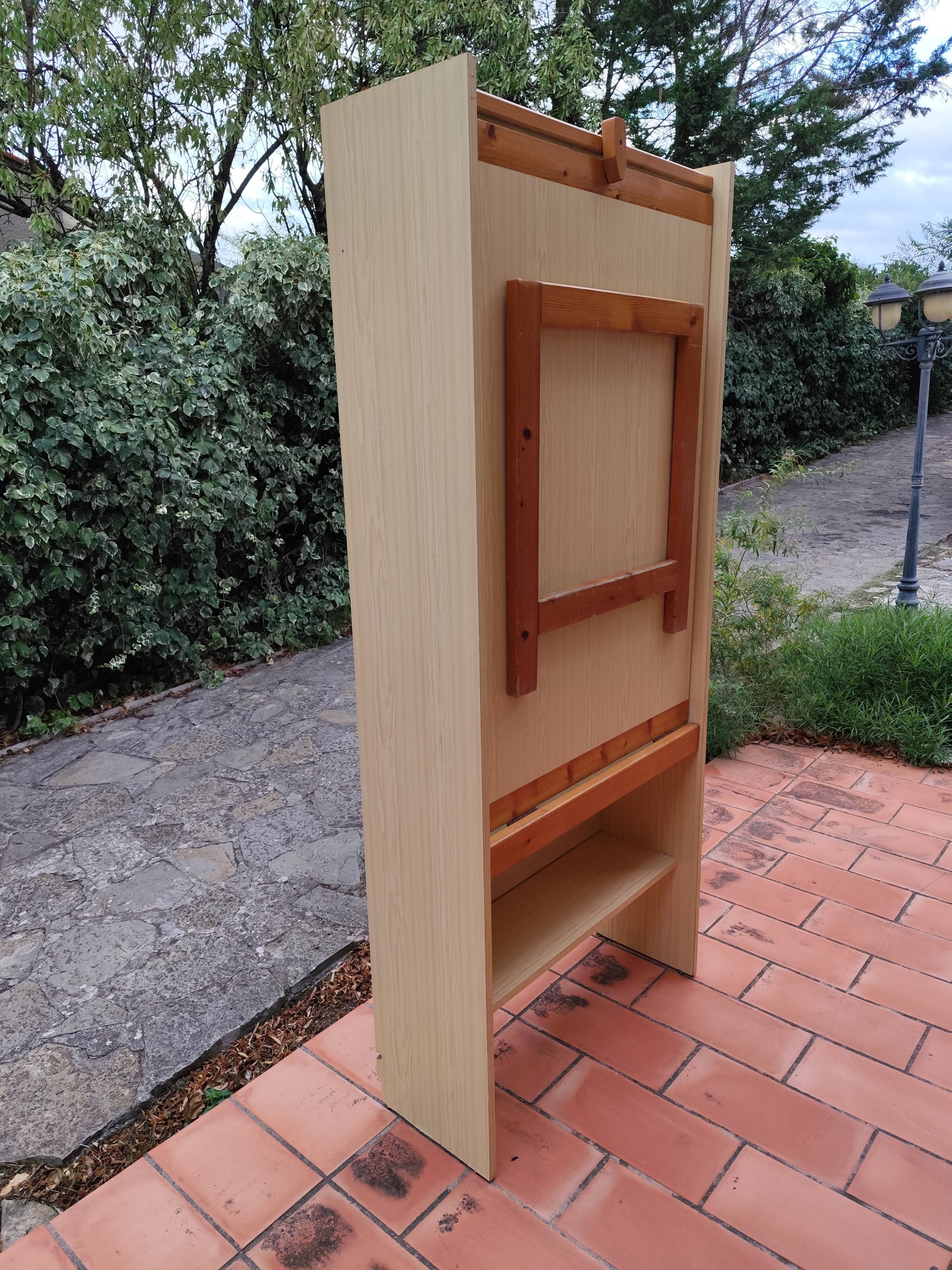 Vintage Pine Freestanding Retractable Bookcase Desk Table