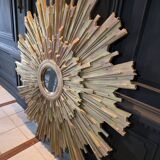 Monumental sun mirror in gilded oak 160 cm
