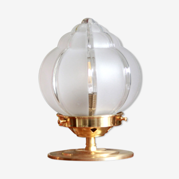 Lamp brass globe old glass molded art deco