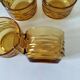 Set of 4 vintage amber glass mugs with textured 70s design
