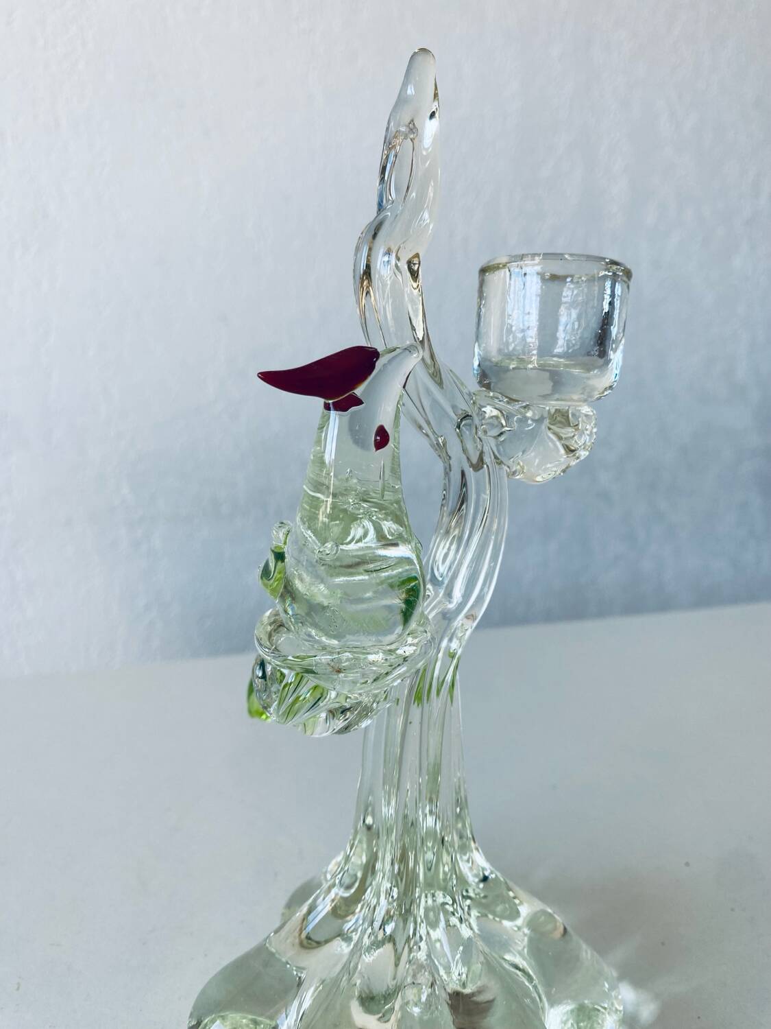 Glass bird candle holder