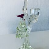 Glass bird candle holder