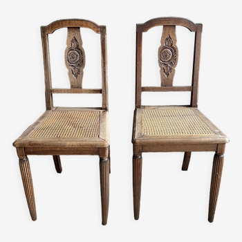 Paire de chaises cannées années 30