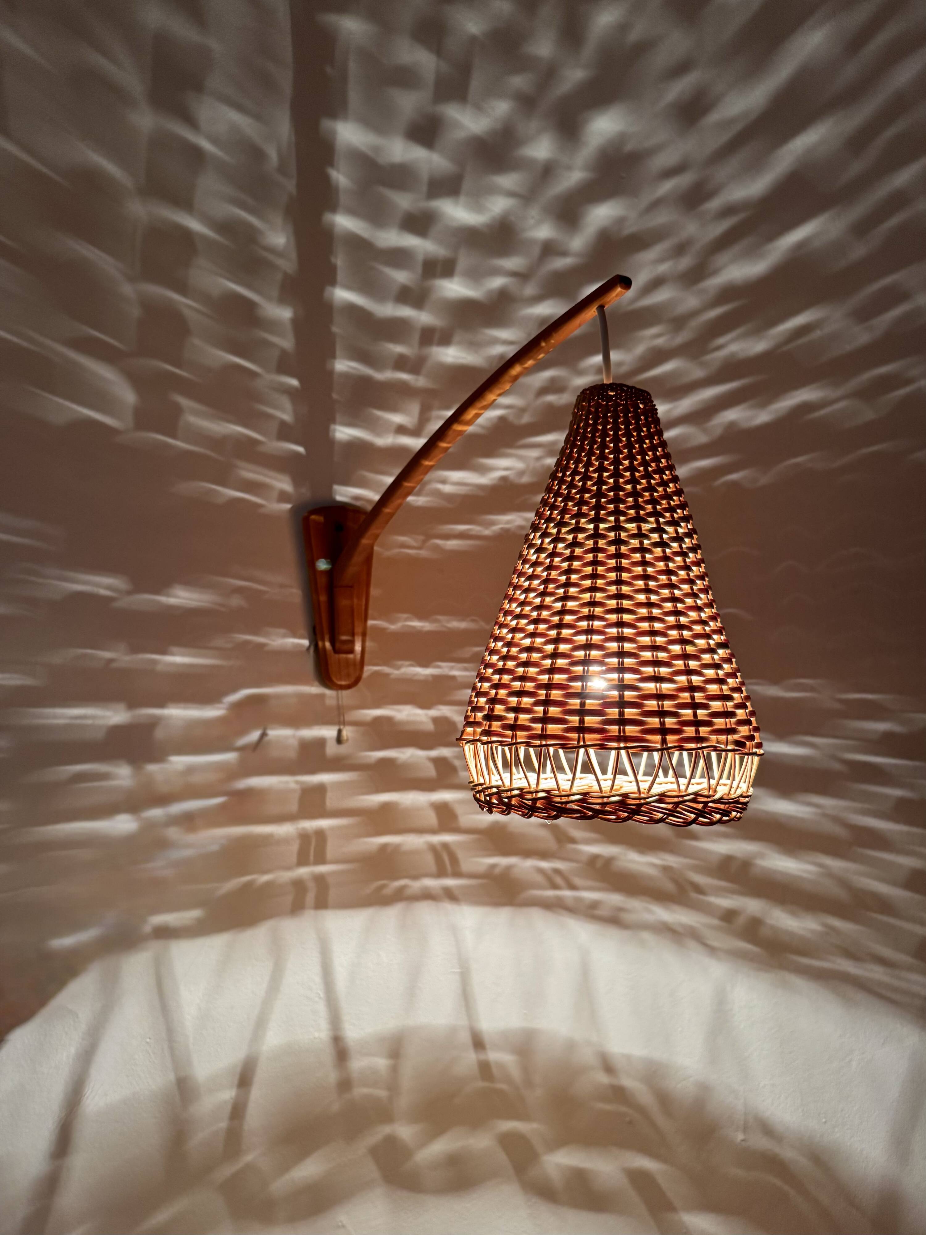 Elm and Wicker Wall Lamp