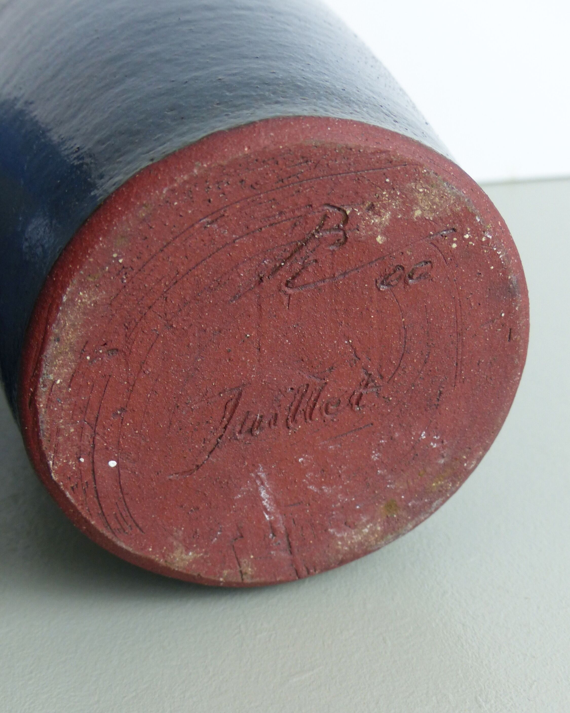 Blue ceramic vase signed