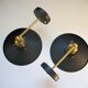 Pair of metal wall lamps in black and bronze color