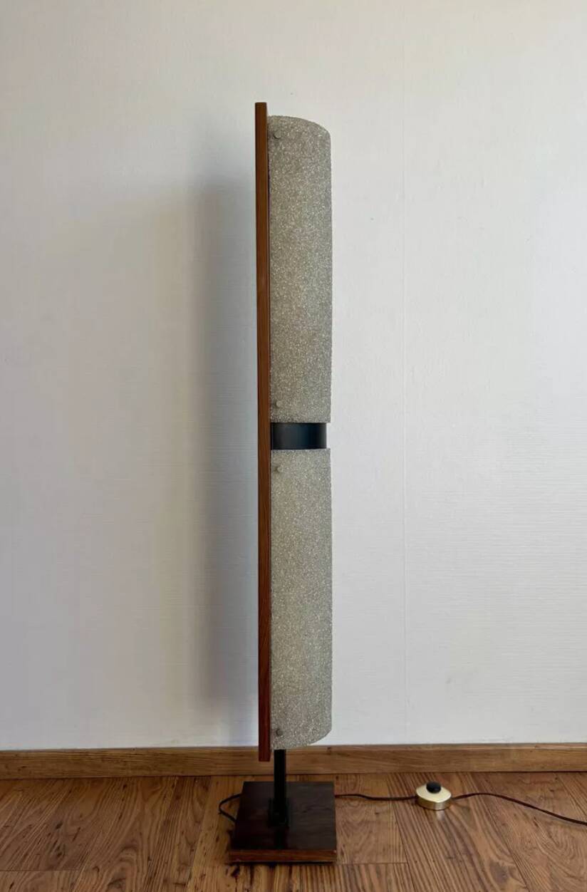 Vintage floor lamp, Rosewood and Perspex, France 1960