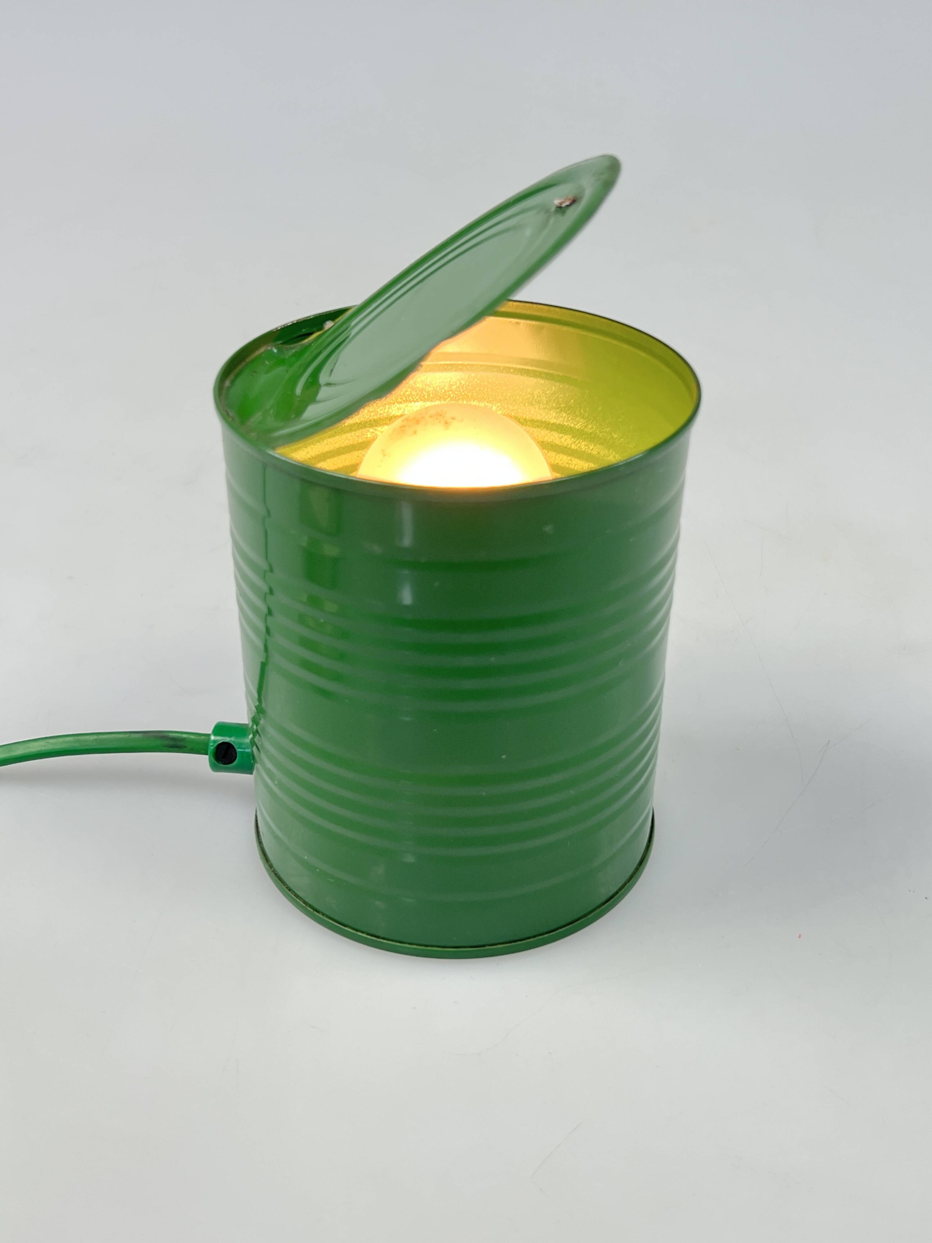 Vintage Green Tin Can Lamp, Ad Van Berlo, Vrieland Design, 1980s