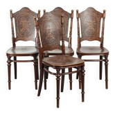 Ensemble de quatre chaises de bistro antiques de la fin du 19e/début du 20e siècle.