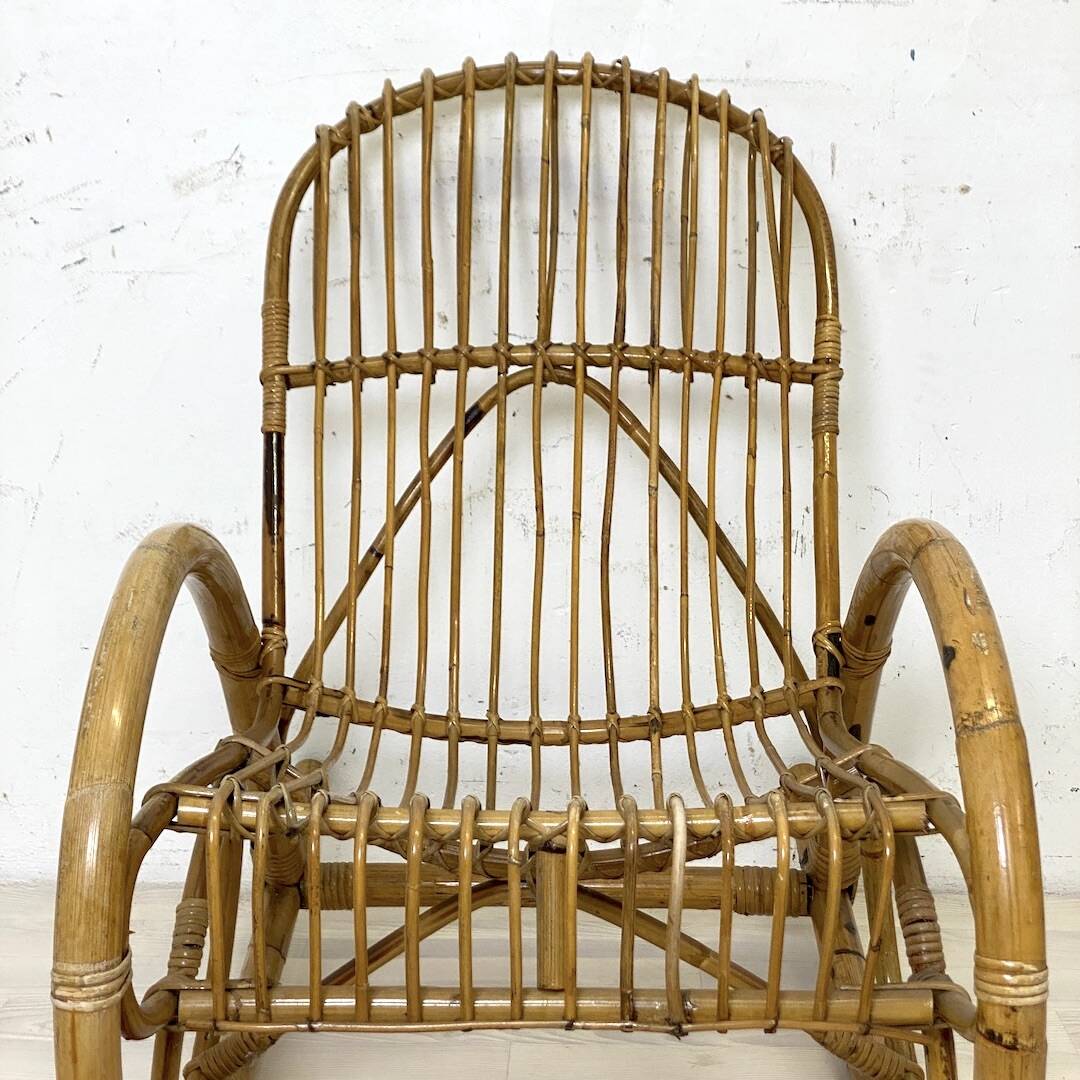 Vintage 1960s rattan rocking chair
