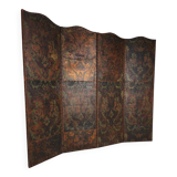 Late 18th-century Belgian embossed leather folding screen – after Daniel Marot