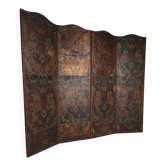 Late 18th-century Belgian embossed leather folding screen – after Daniel Marot