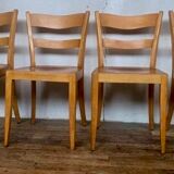 Set of 4 vintage bistro chairs in light wood