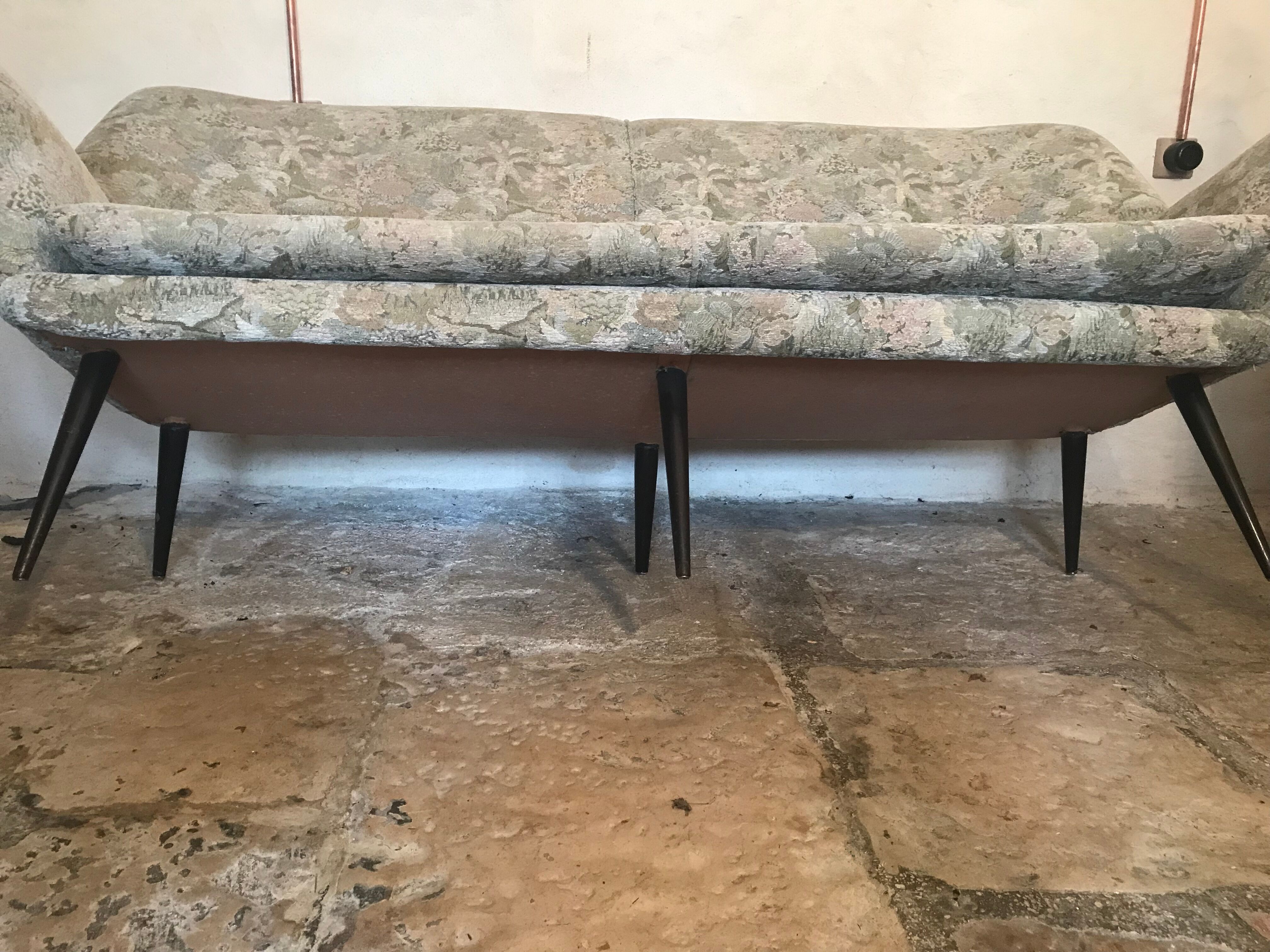 Vintage bench 1940-60's shape basket compass feet