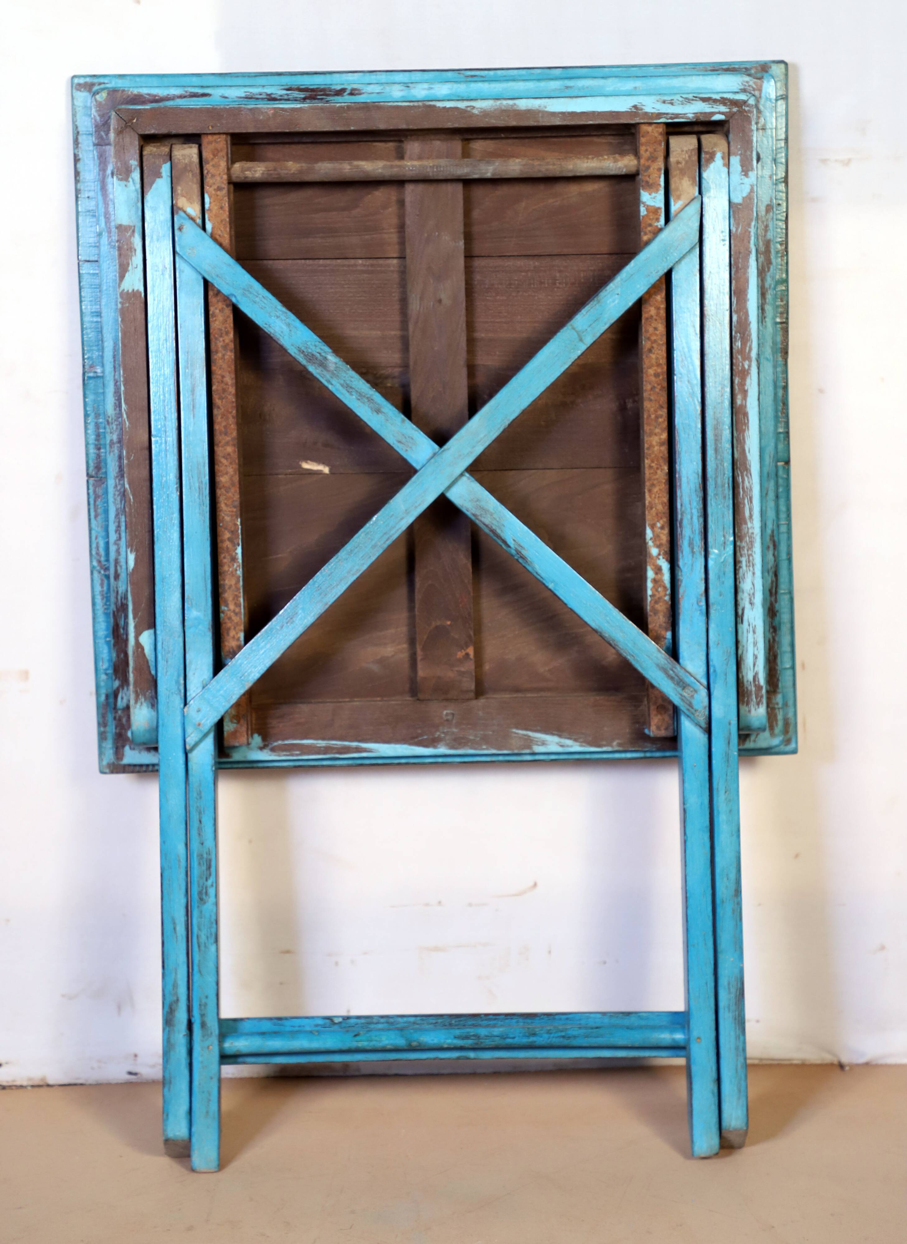Old folding square table in Burmese teak