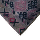 Hand-knotted wool turkish purple runner carpet 95 cm x 406 cm