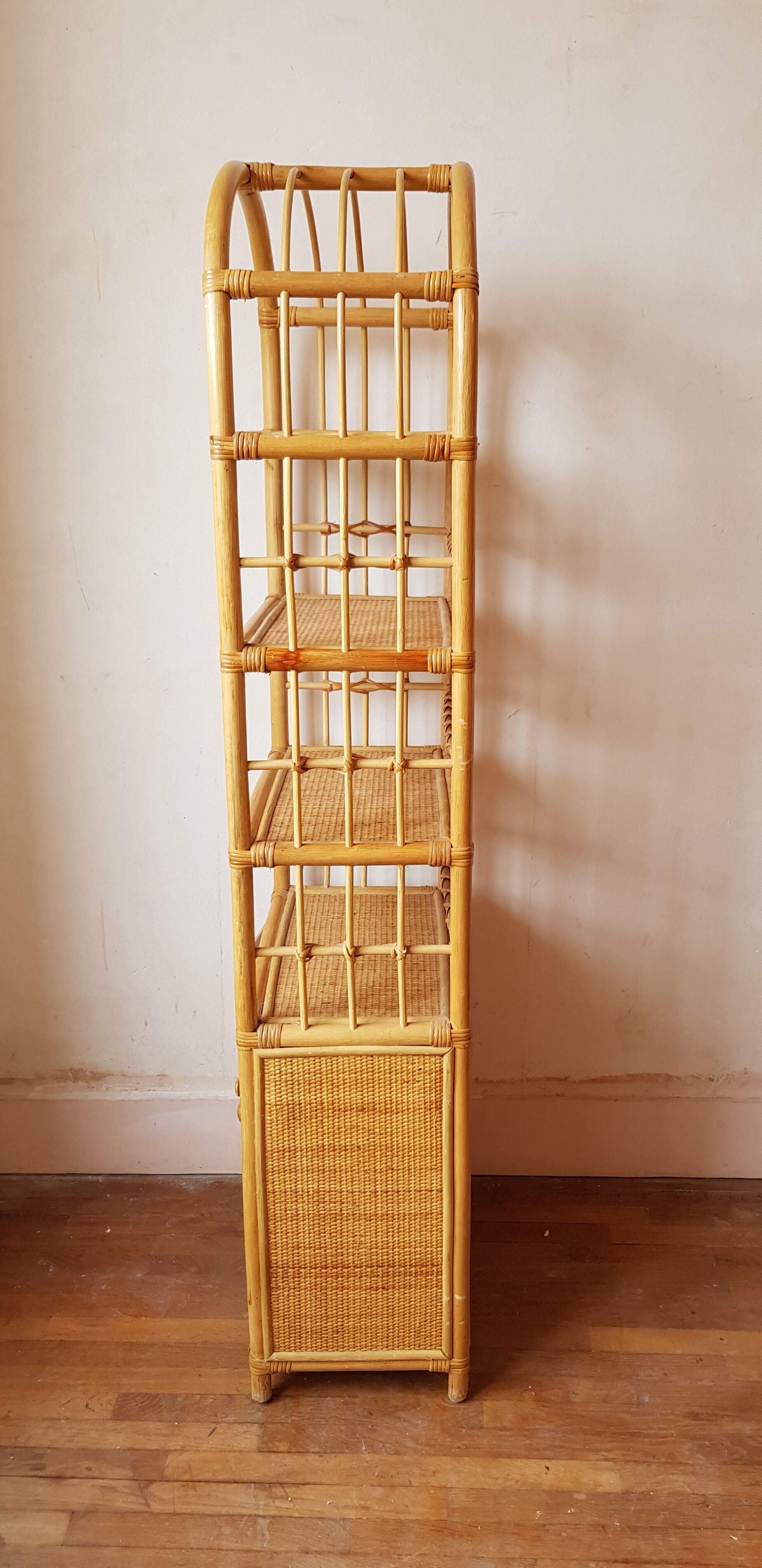 Vintage rattan bookcase