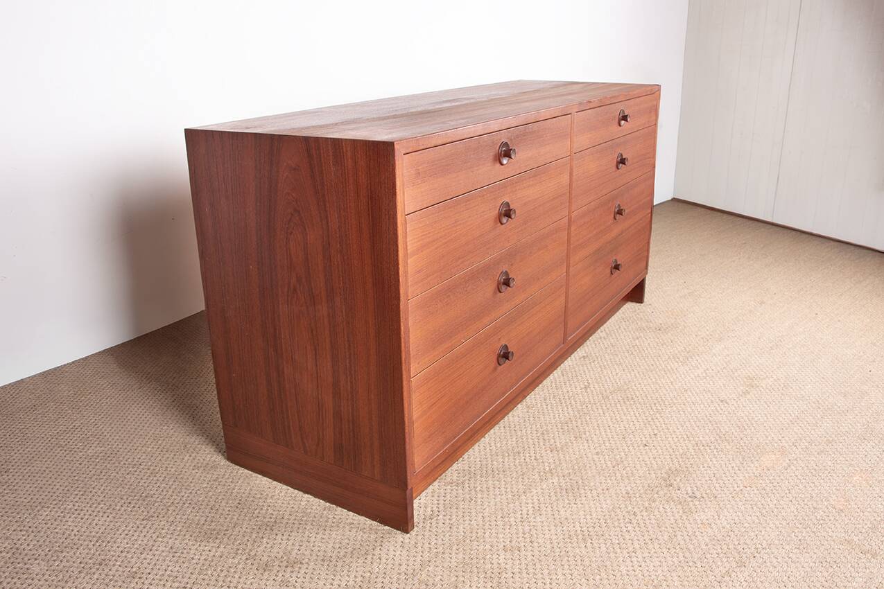 Large double chest of drawers, 8 drawers, in teak by Borge Mogensen 1960.