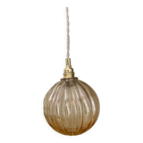 Vintage round amber glass globe pendant light