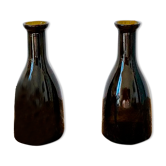 Set of 2 pretty identical amber glass bottles