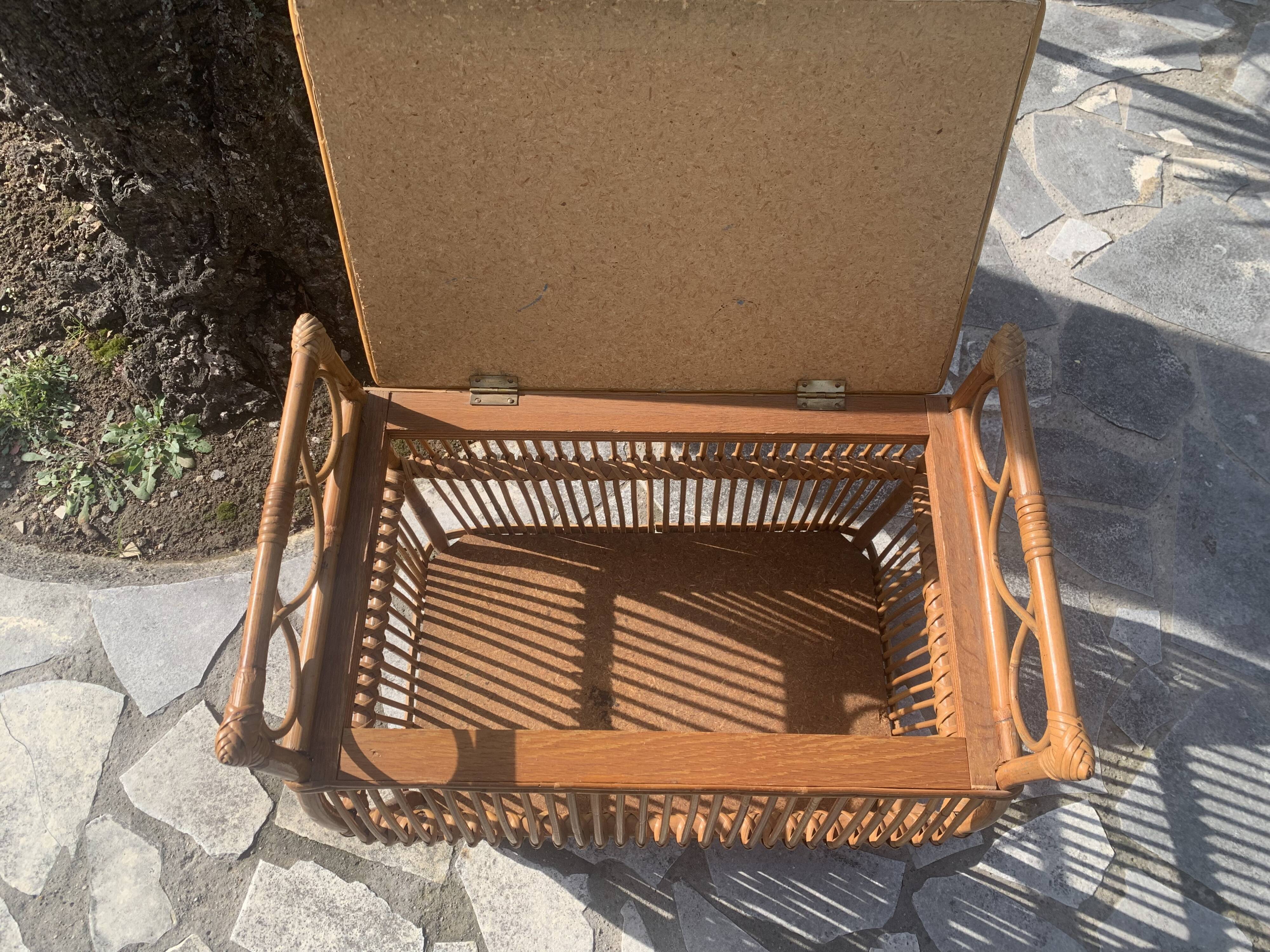 Vintage rattan toy chest