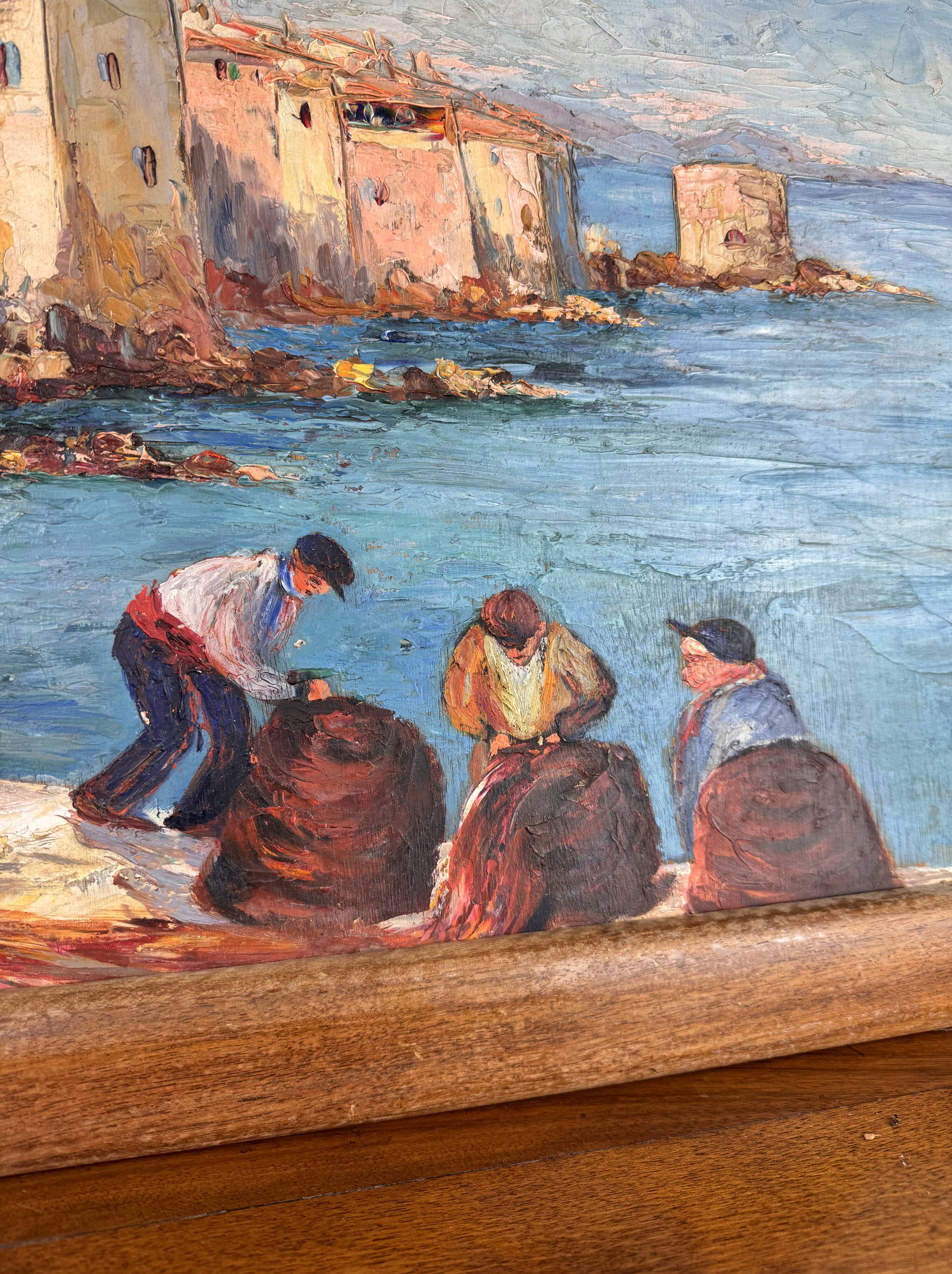 Saint Tropez Oil On Panel Signed By Zicca XX Eme