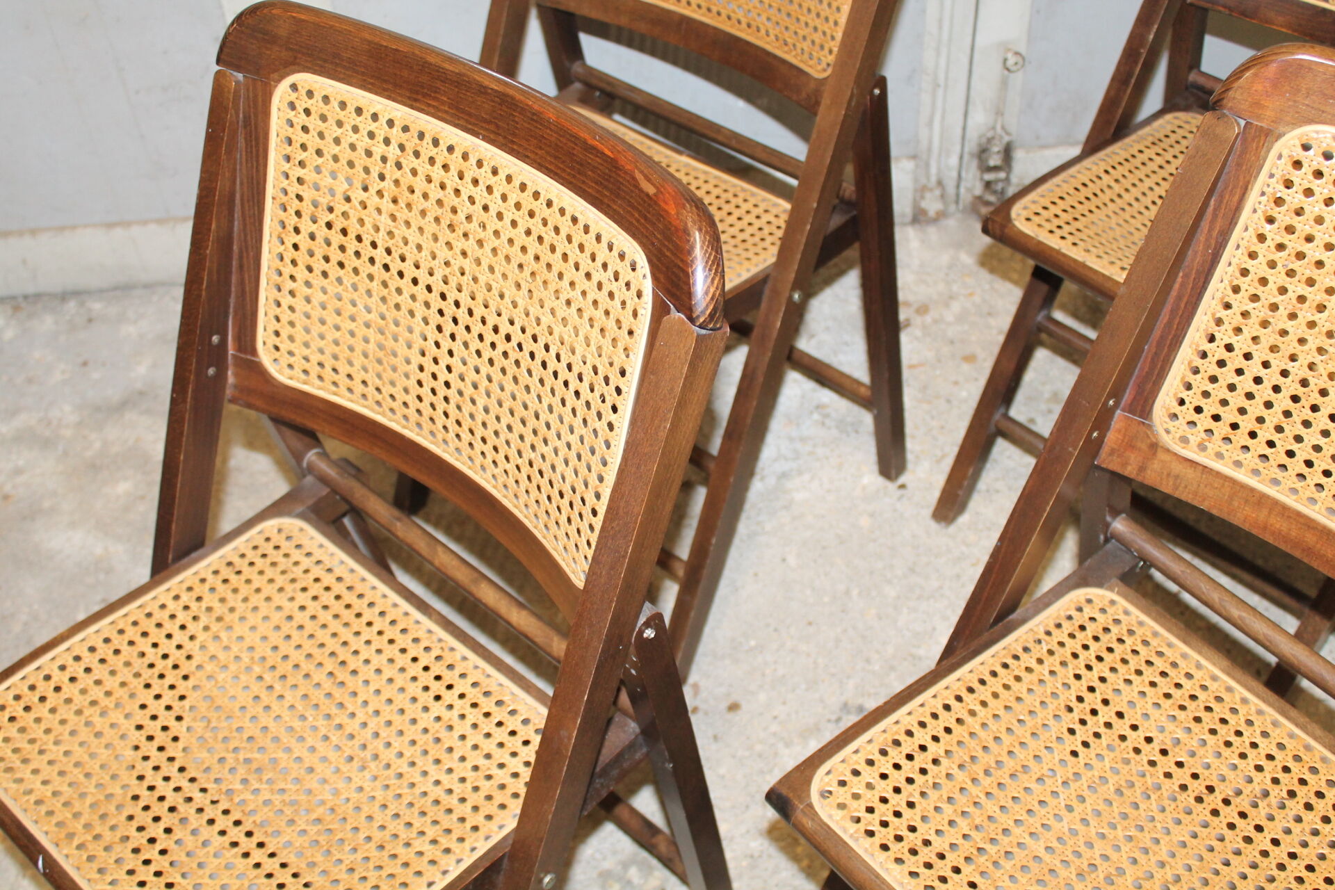 Lot of 4 canned folding chairs