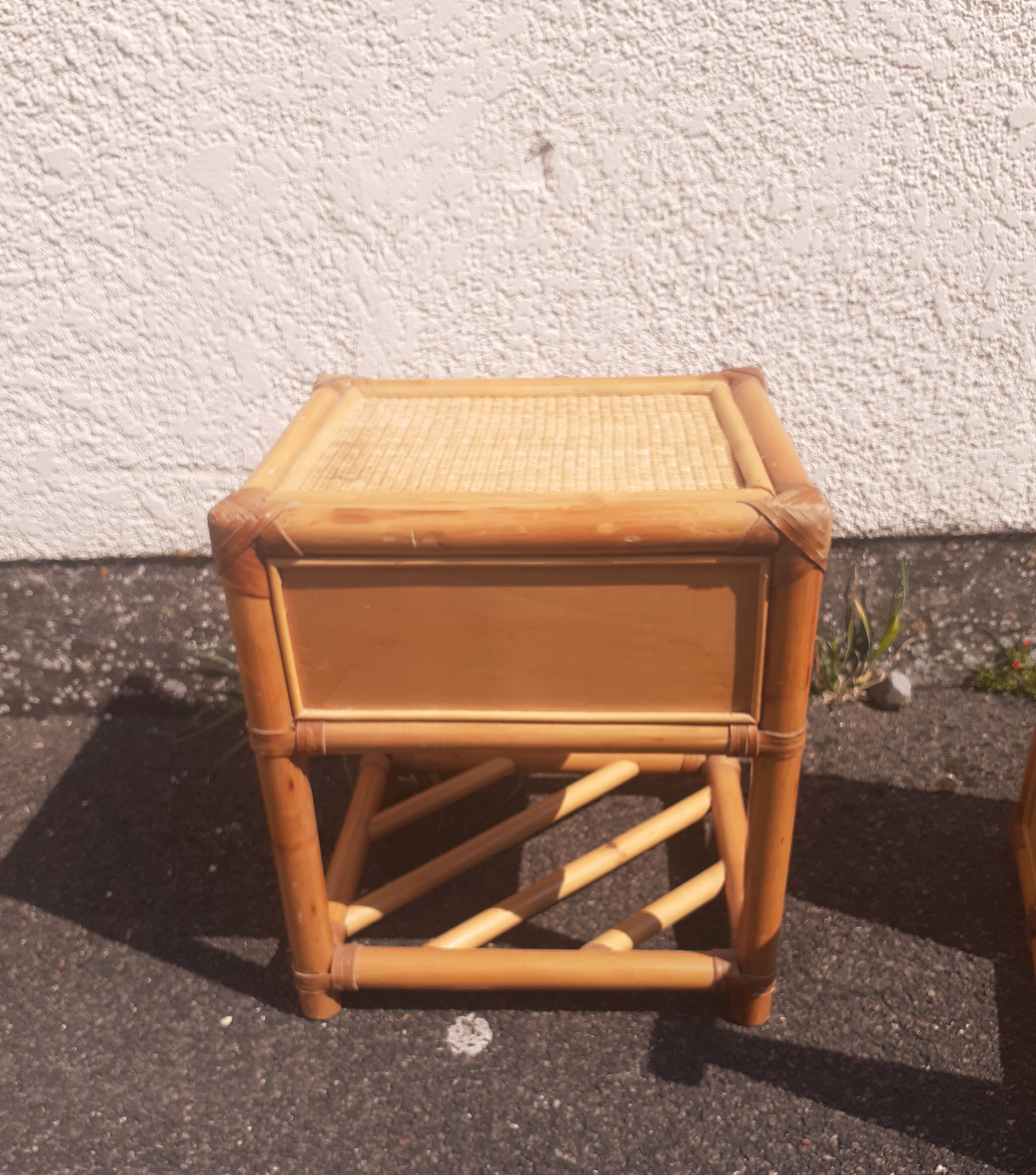 Pair of rattan bedside table