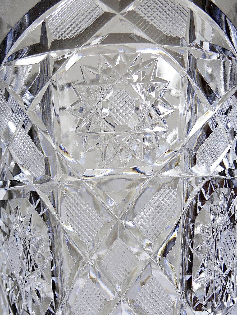 Large vintage cut and molded crystal vase, 1980-2000, Bohemia, Czechoslovakia