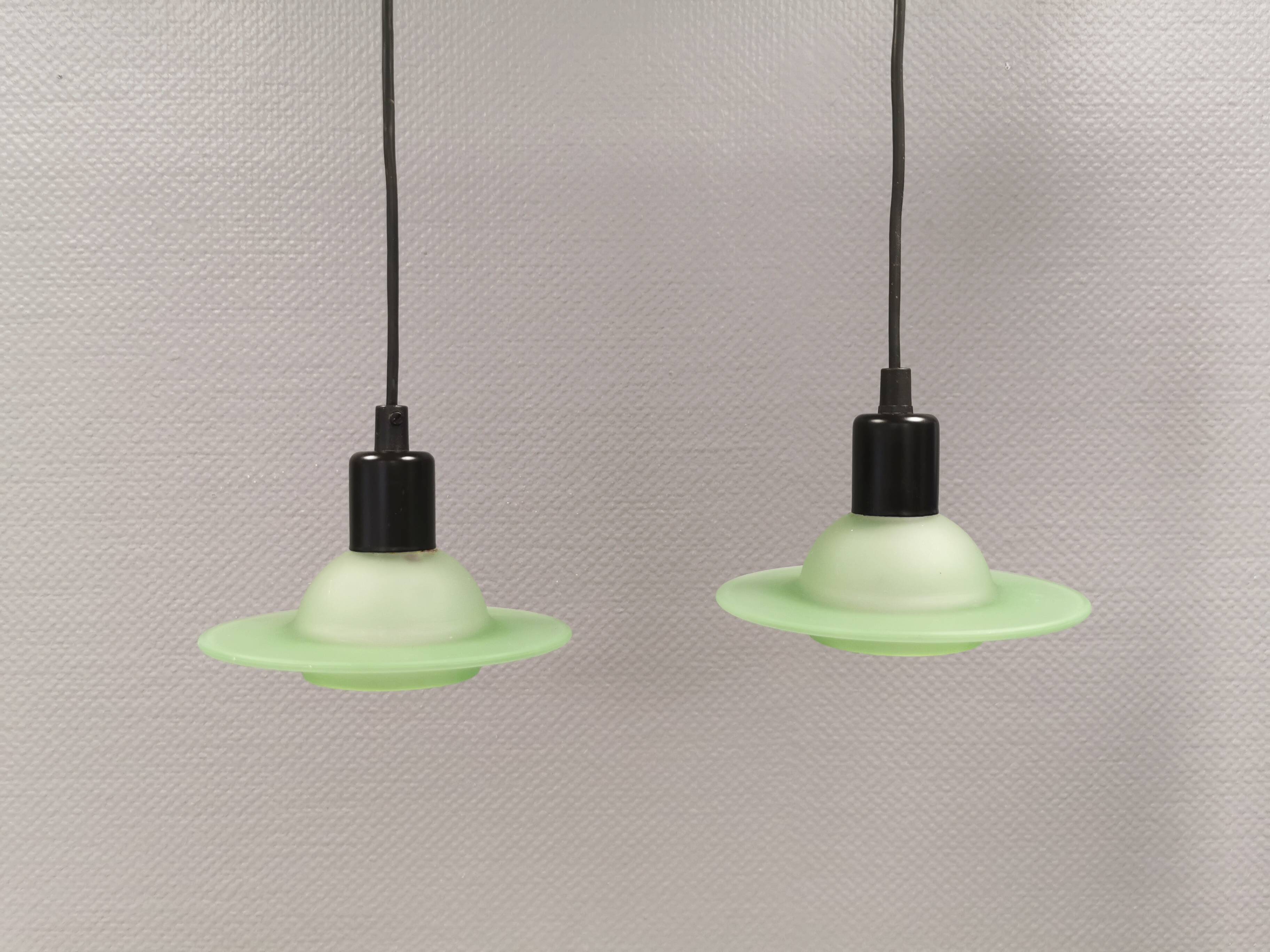 Green glass UFO pendant lights from Design-Light, early 1990s in Denmark