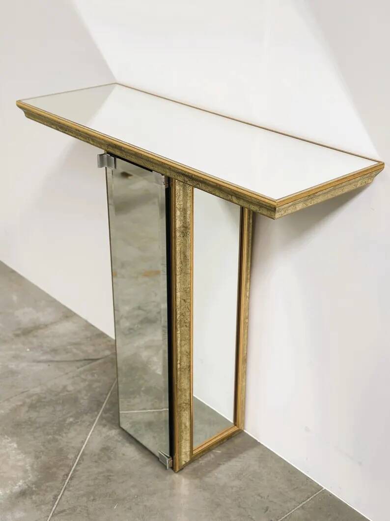 Vintage Deknudt Mirror Console with Hidden Cabinet, Belgium, 1970s
