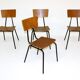 Set of 4 teak and metal chairs, Denmark, 1950