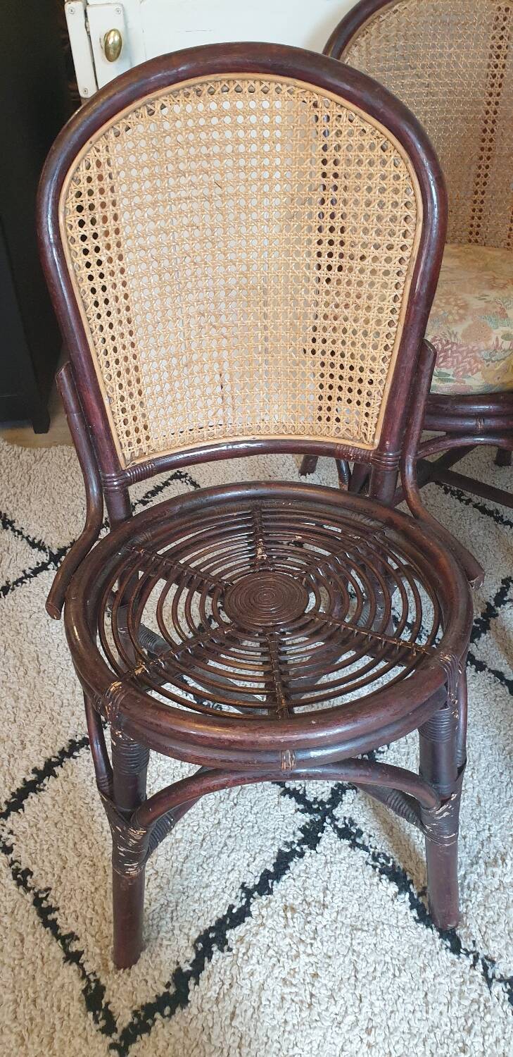4 bamboo and cane chairs