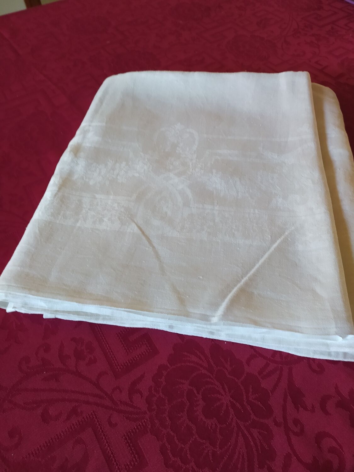 Large white tablecloth.