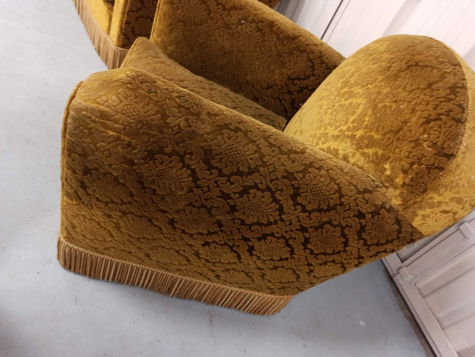 Pair of armchairs club velvet old yellow - armchair old